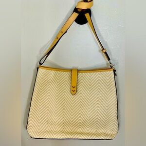 Stella & Dot Crosby Neutral Woven Chevron Hobo Crossbody Shoulder Purse Bag